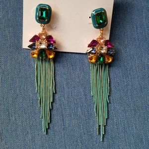 nOir Rhinestone Floral Dangle Earrings - NWT